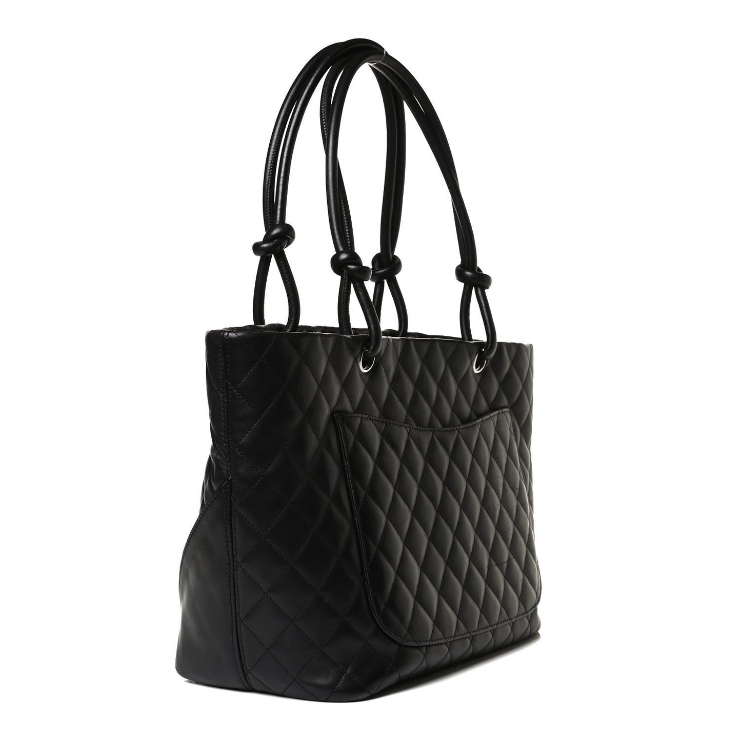 Calfskin Quilted Large Cambon Tote Black
