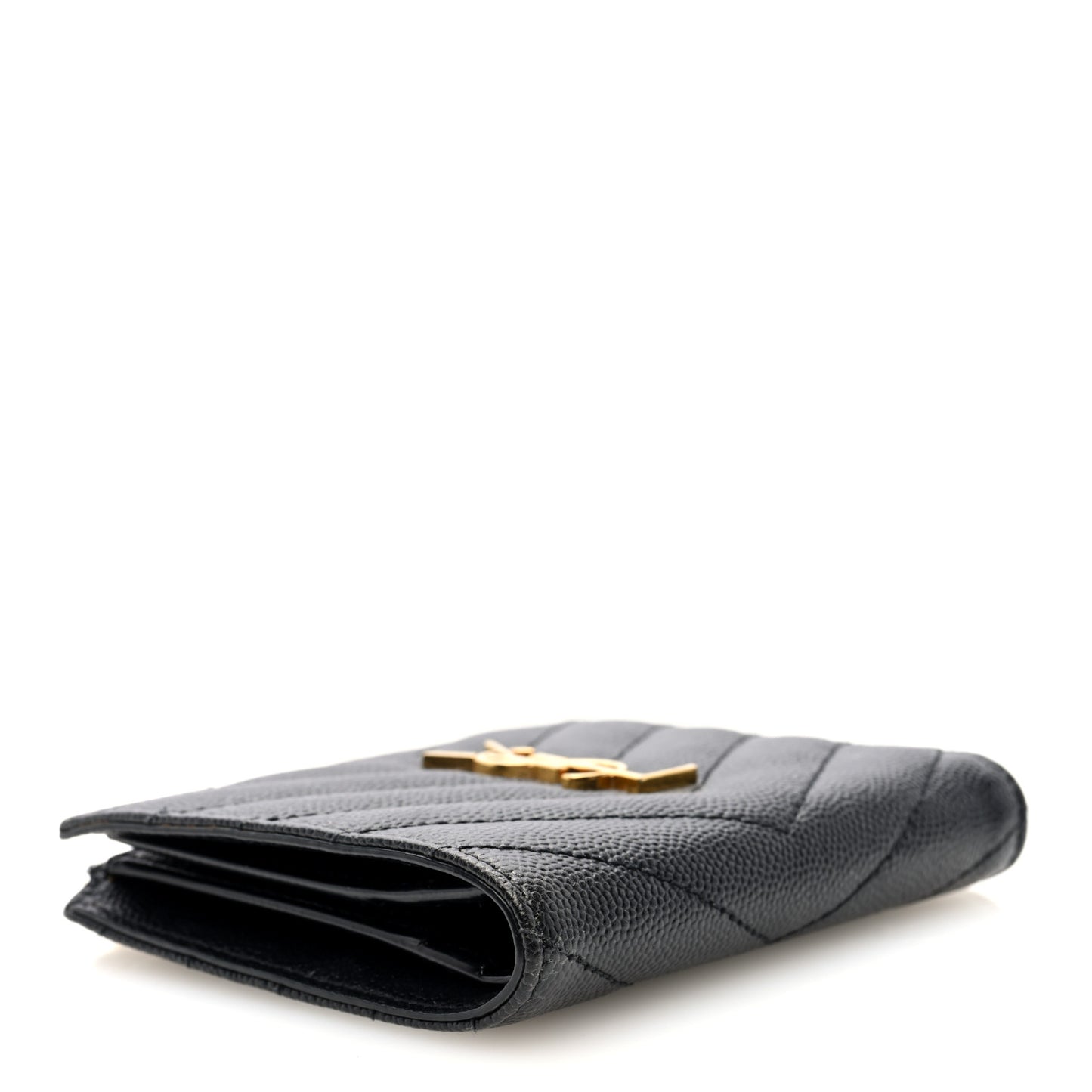 Grain De Poudre Matelasse Chevron Monogram Zipped Two-Part Wallet Black
