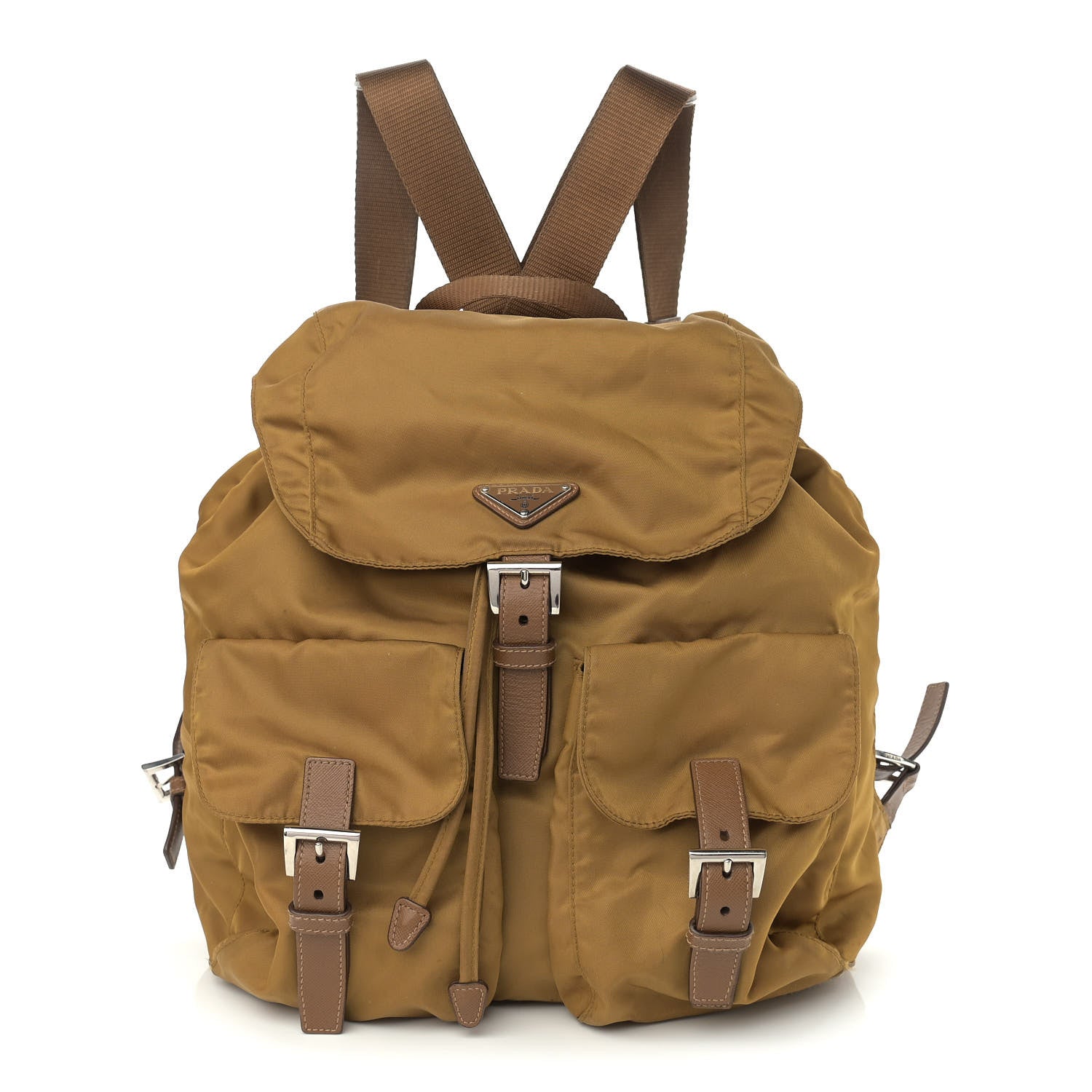 Prada Vela Nylon Saffiano Backpack Tobacco 1 of 11