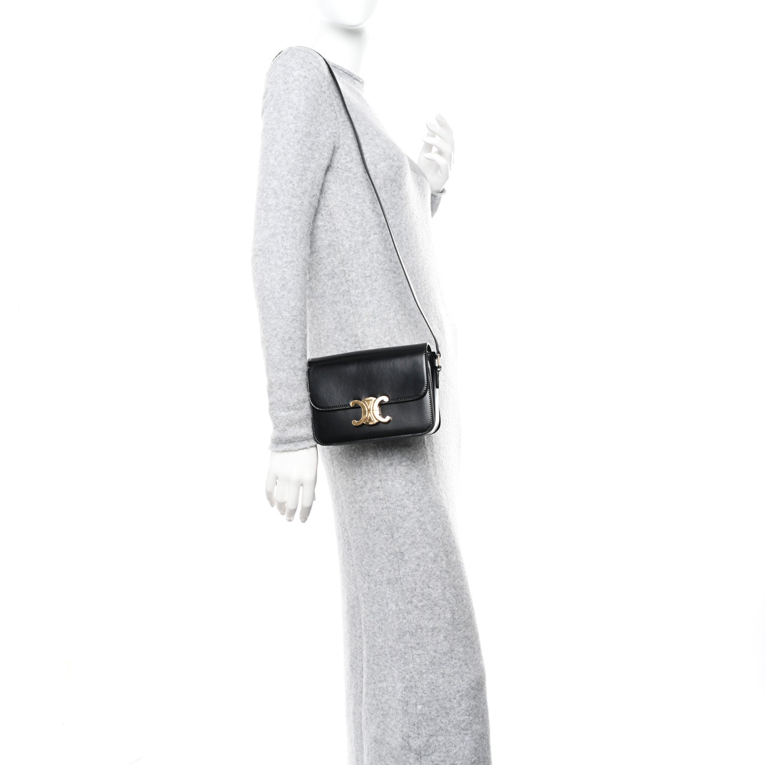 Celine Shiny Calfskin Small Triomphe Black 2 of 9