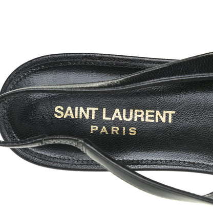 Saint Laurent Patent Smooth Lambskin Anais Slingback Flats 36.5 Black Navy 12 of 16