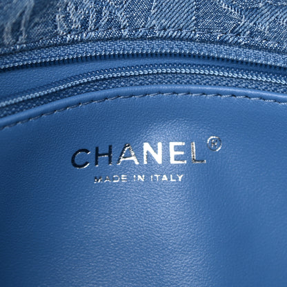 Chanel Denim Quilted Medium Camellia Sweetheart Flap Blue 5 of 10