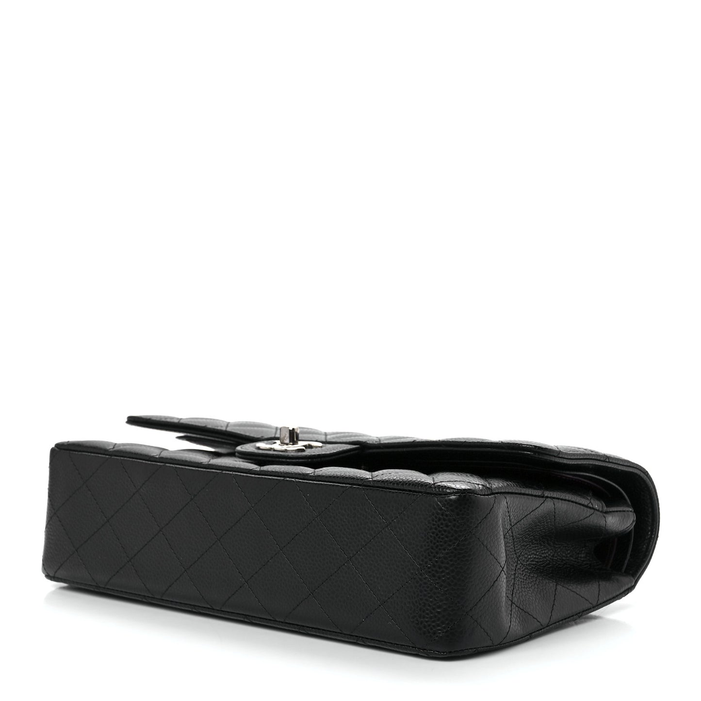 Caviar Quilted Medium Double Flap Black