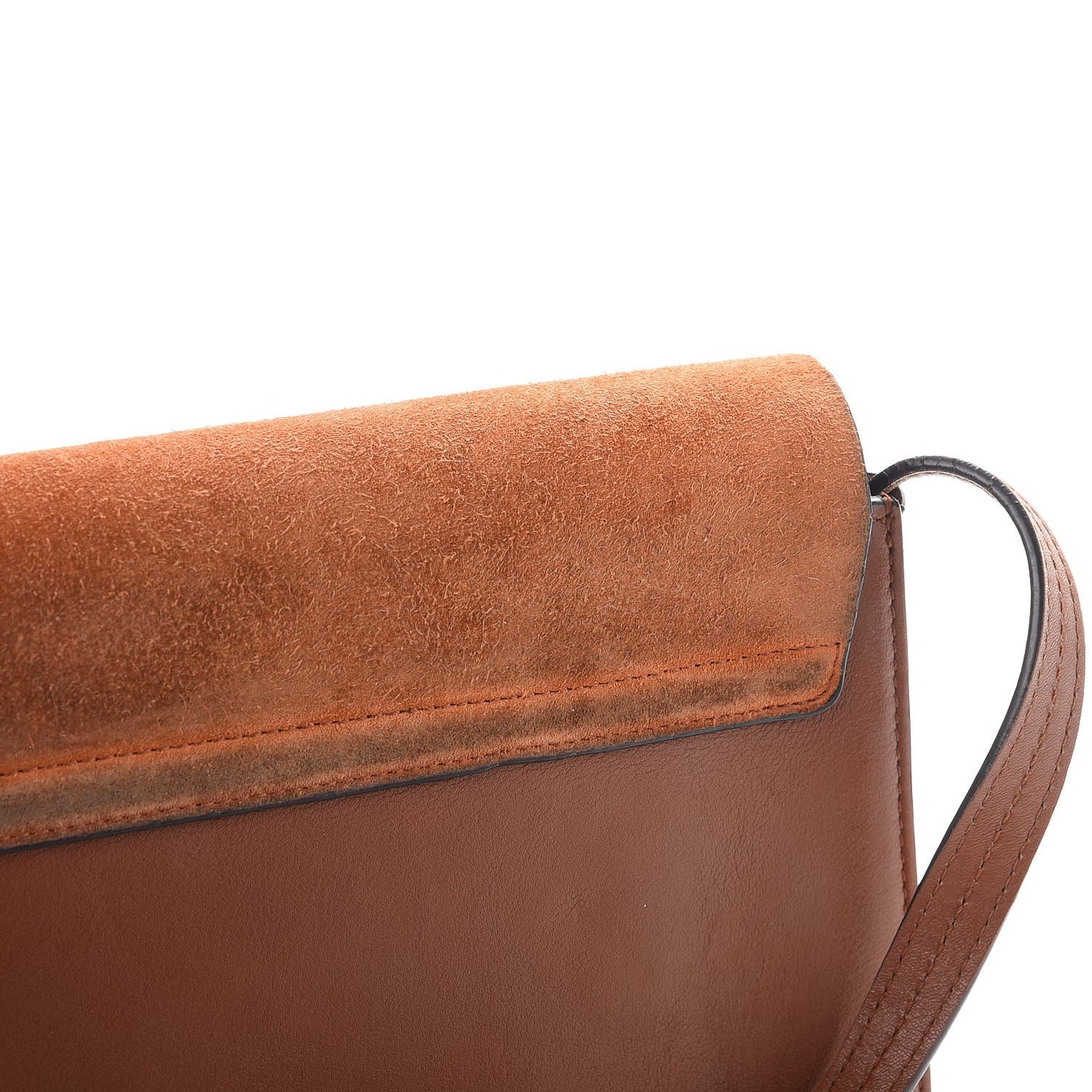 Suede Calfskin Small Faye Shoulder Bag Tobacco