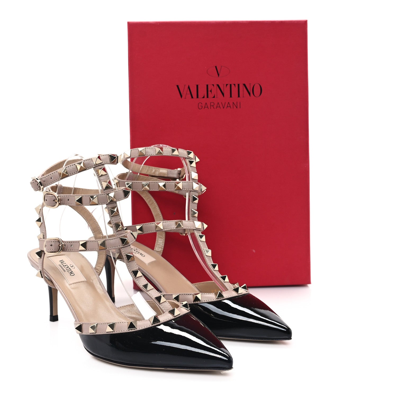 Valentino Garavani Patent Nappa Rockstud Ankle Strap 65mm Pumps 39 Black Poudre 10 of 10