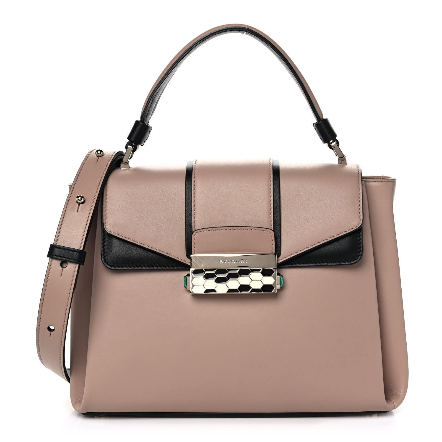 Bulgari Calfskin Serpenti Viper Top Handle Bag Beige 1 of 12