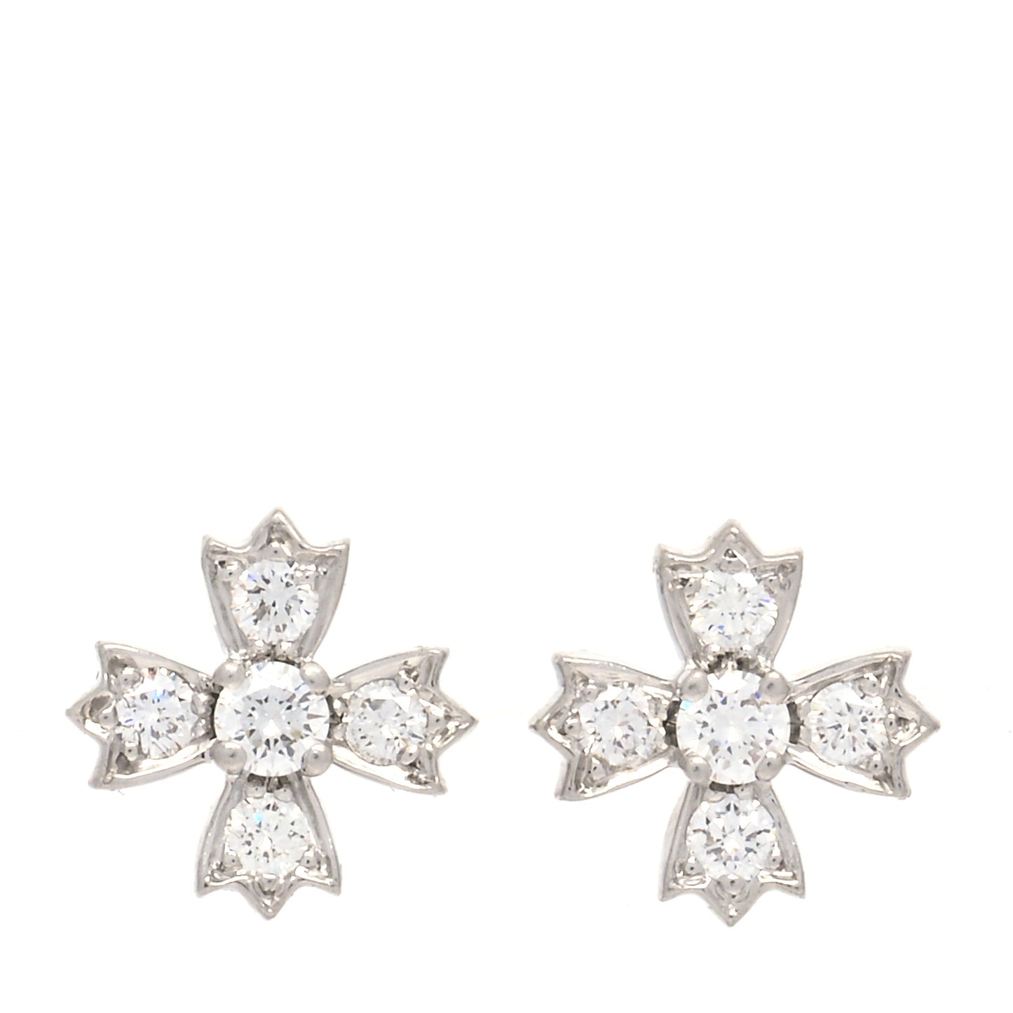 Platinum Diamond Floret Stud Earrings