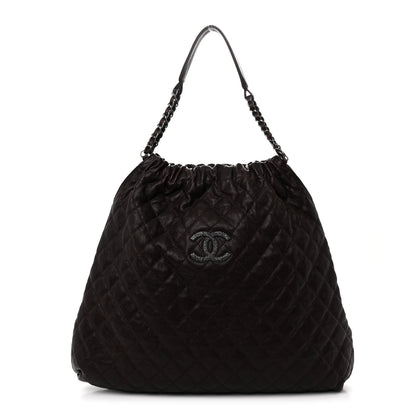 Chanel Distressed Glazed Caviar Quilted Large Elastic Tote Brown 1 of 10