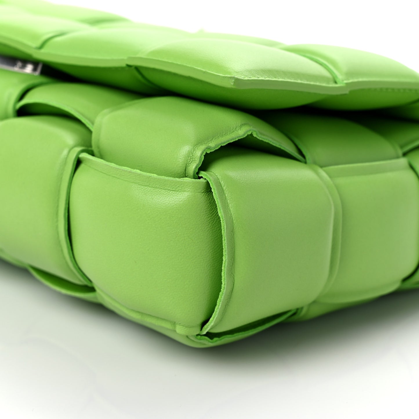 Nappa Maxi Intreccio Padded Cassette Crossbody Bag Acid Green
