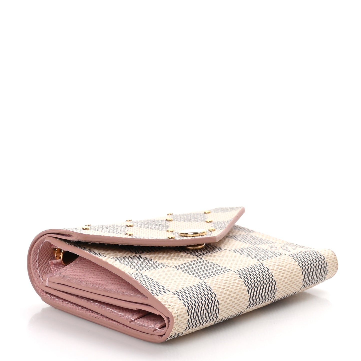 Damier Azur Studded Zoe Wallet Rose Ballerine