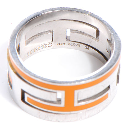 Hermes Sterling Silver Arcane H Ring Orange 54 US 7 4 of 5