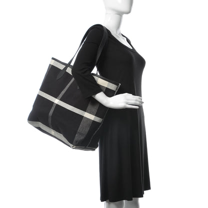 Burberry Coated Canvas Mega Check Sketchbook Medium Reversible Doodle Tote Black 2 of 13