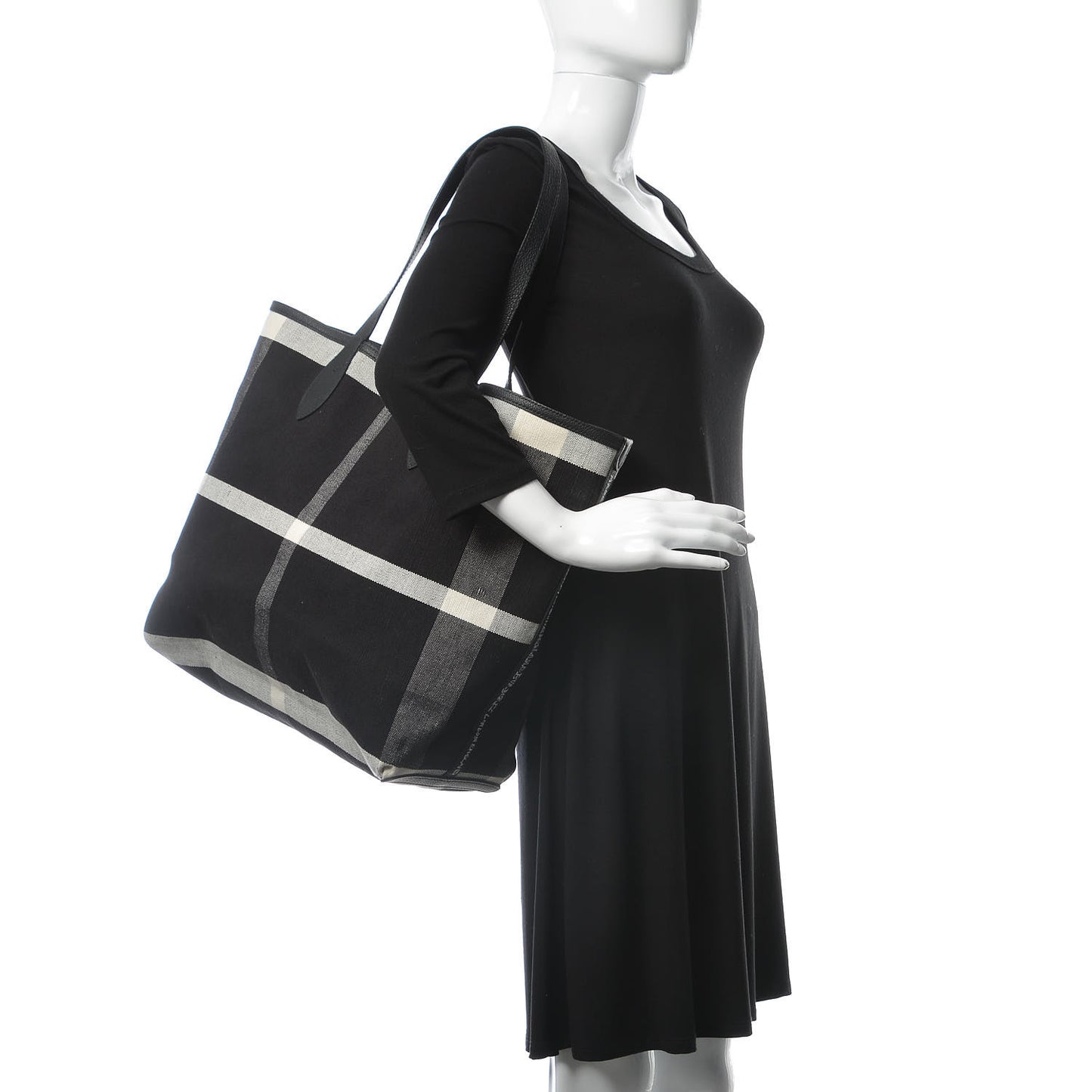Coated Canvas Mega Check Sketchbook Medium Reversible Doodle Tote Black