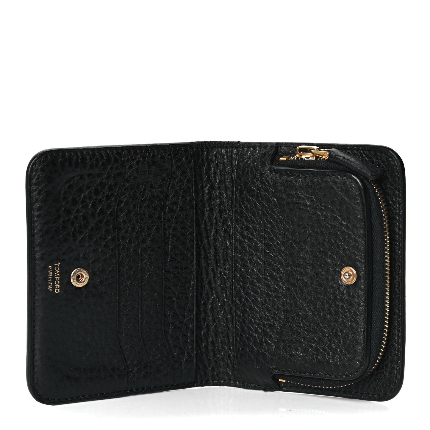 Grained Calfskin Zip Coin Purse Black