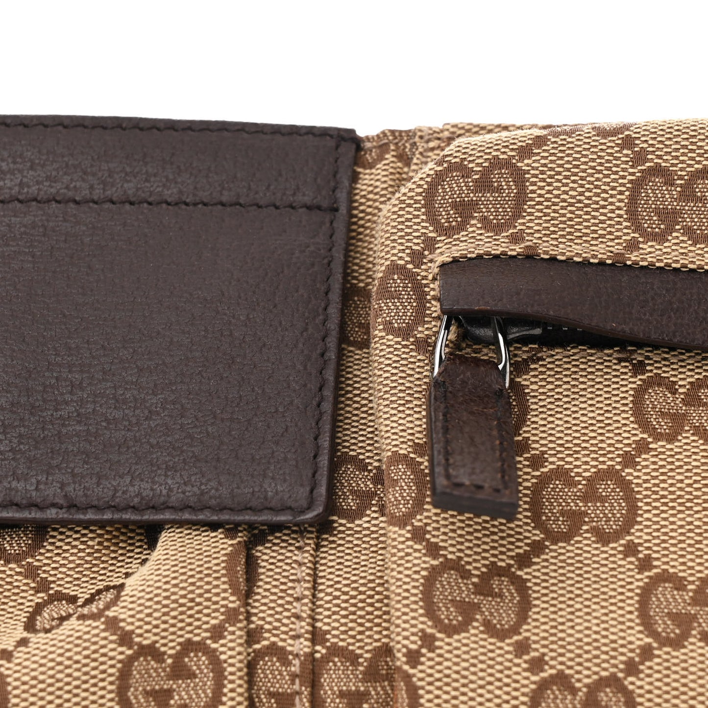 GG Monogram Double Pocket Belt Bag Dark Brown