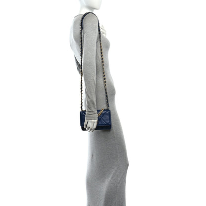 Chanel Lambskin Quilted Chanel 19 Wallet On Chain WOC Blue 2 of 11