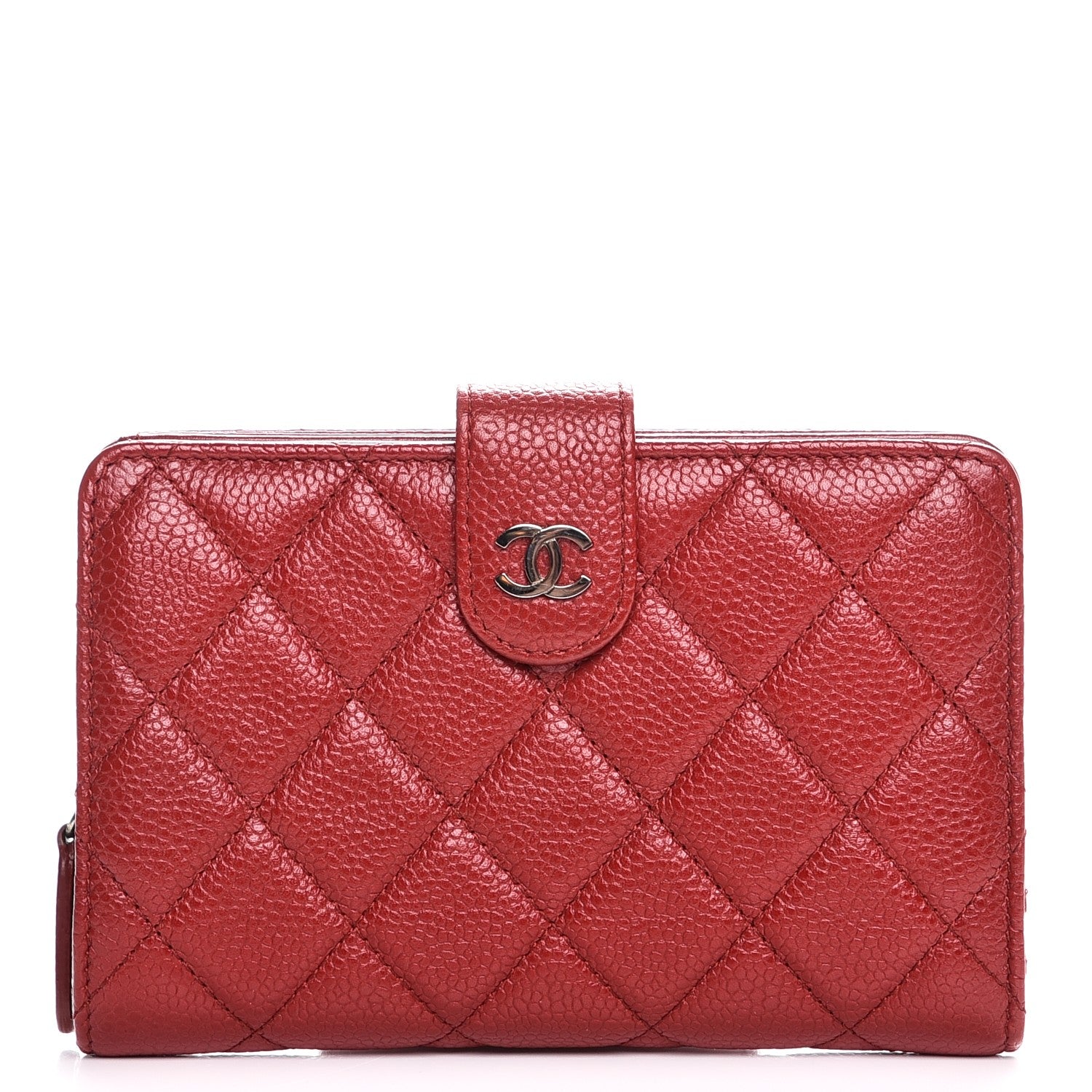 Chanel Caviar Quilted Zipped Pocket Wallet Red 1 of 9