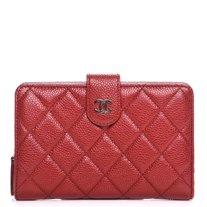 Chanel Caviar Quilted Zipped Pocket Wallet Red 1 of 9