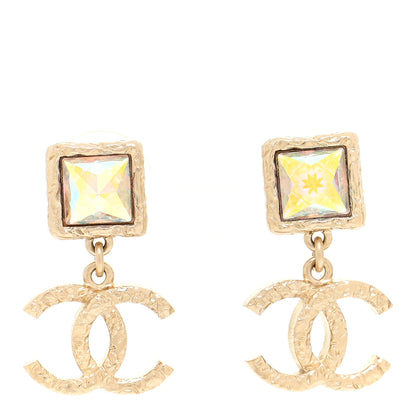 Chanel Iridescent Baguette Crystal CC Drop Earrings Gold 1 of 5