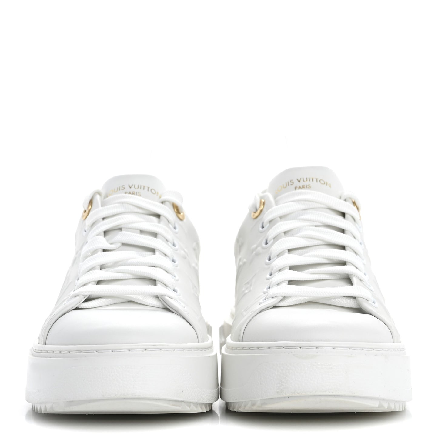 Lambskin Embossed Monogram Time Out Sneakers 39 White