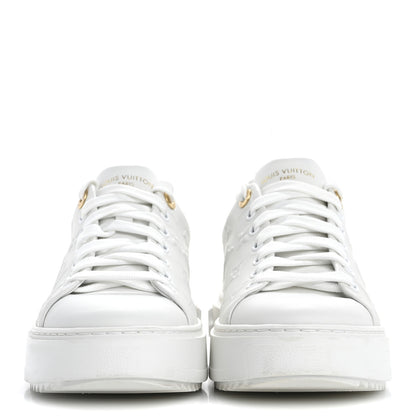 Louis Vuitton Lambskin Embossed Monogram Time Out Sneakers 39 White 3 of 13