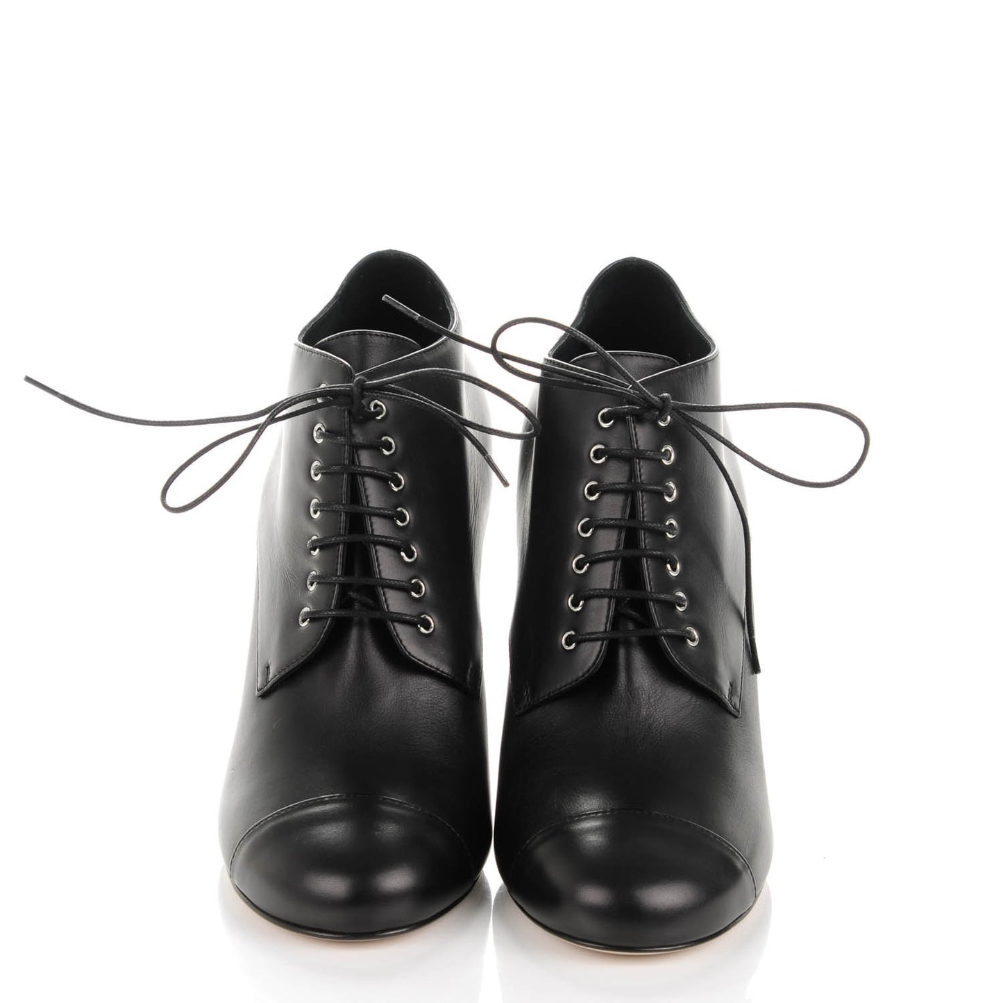 Lambskin Pearl Lace Up Booties 38 Black