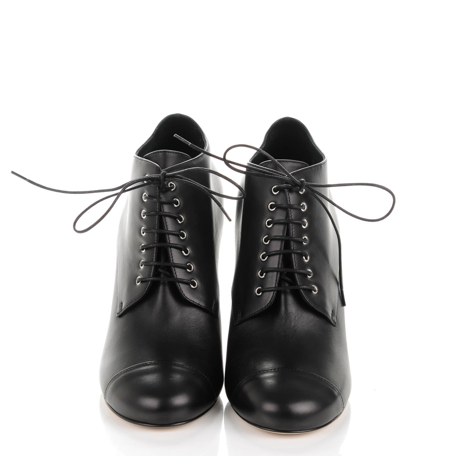 Chanel Lambskin Pearl Lace Up Booties 38 Black 2 of 9