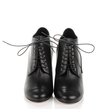 Chanel Lambskin Pearl Lace Up Booties 38 Black 2 of 9