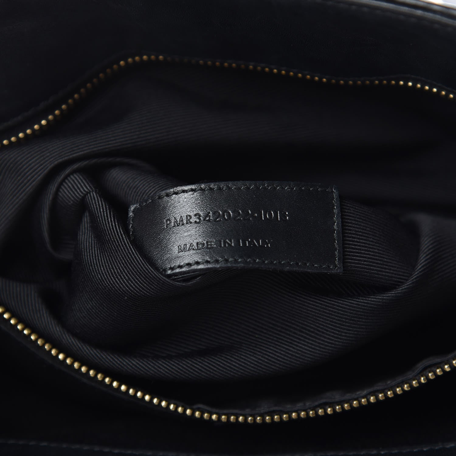 Saint Laurent Lambskin Matelasse Chevron Monogram Shopping Bag Black 7 of 16