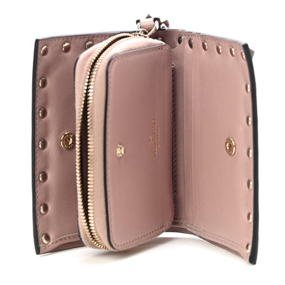 Valentino Garavani Calfskin Rockstud Compact Bi-Fold Wallet Poudre 6 of 12