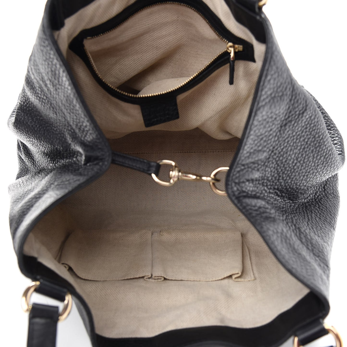 Pebbled Calfskin Medium Soho Shoulder Bag Black