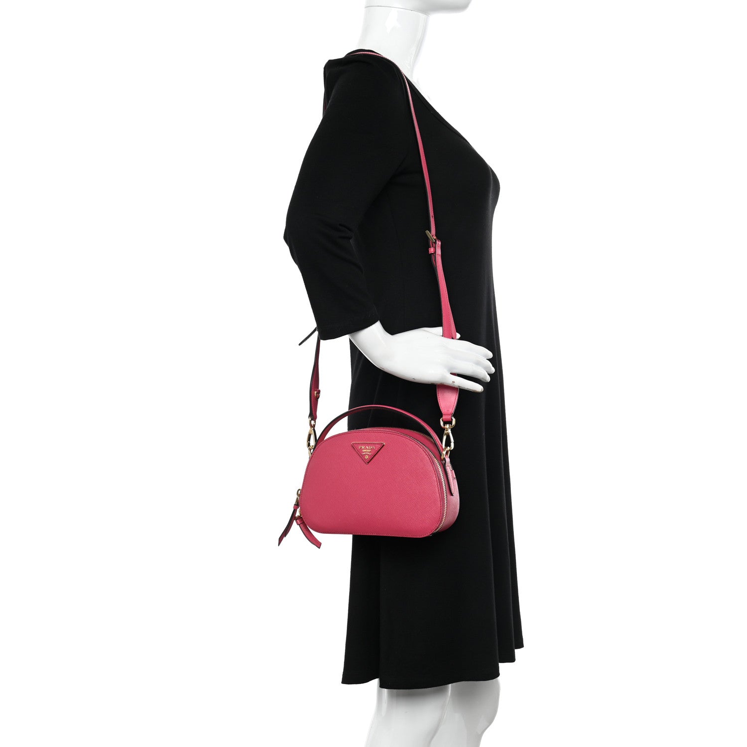 Prada Saffiano Lux Odette Crossbody Magenta 2 of 16
