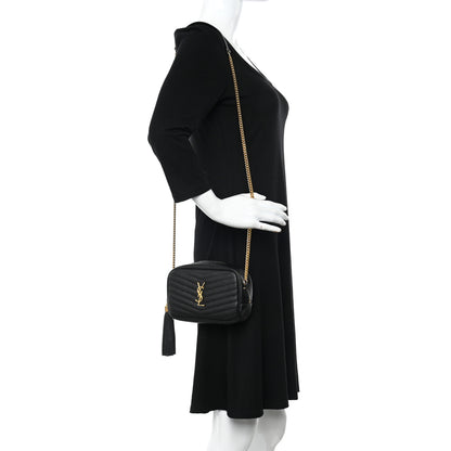 Saint Laurent Grain De Poudre Matelasse Monogram Mini Lou Camera Bag Black 2 of 9