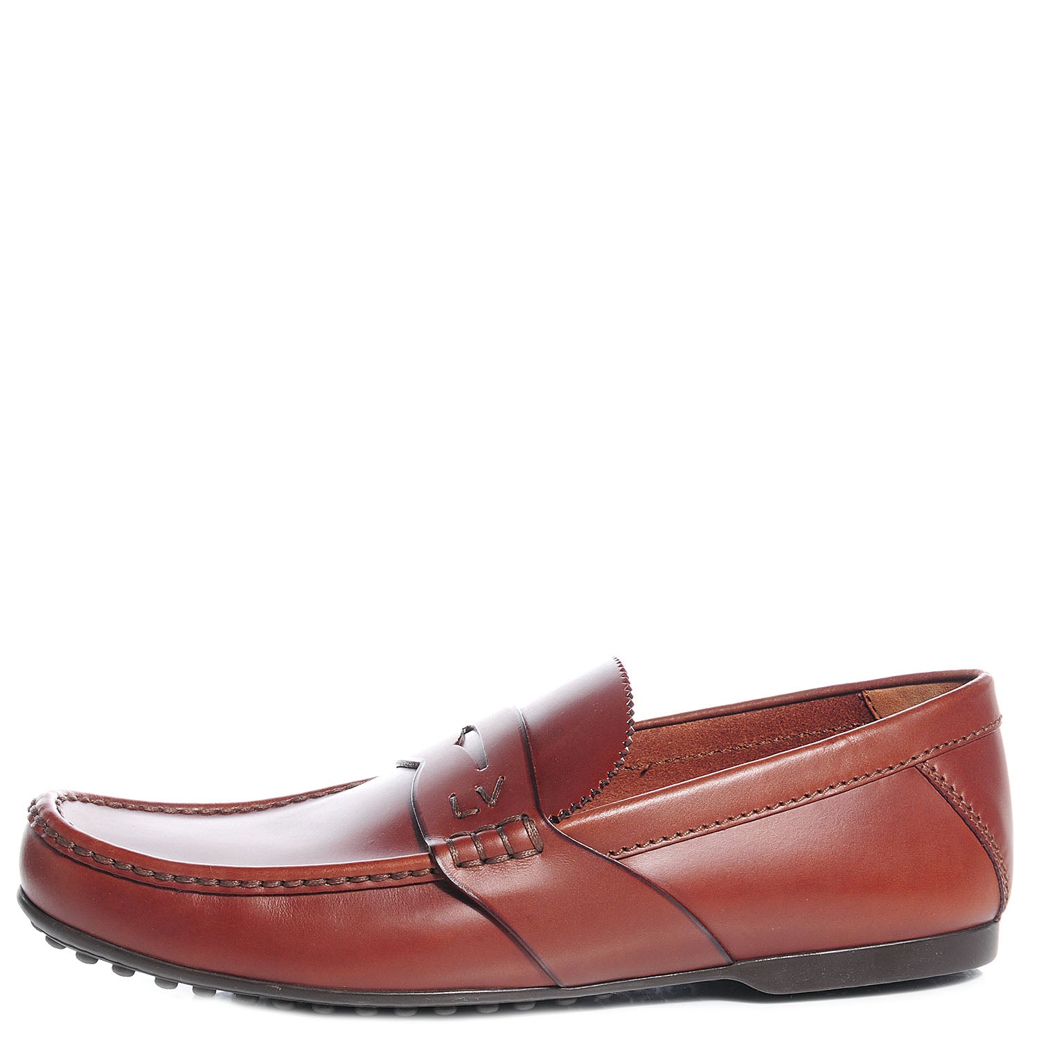 Louis Vuitton Mens Leather Contest Car Loafers 6.5 Cognac 1 of 5