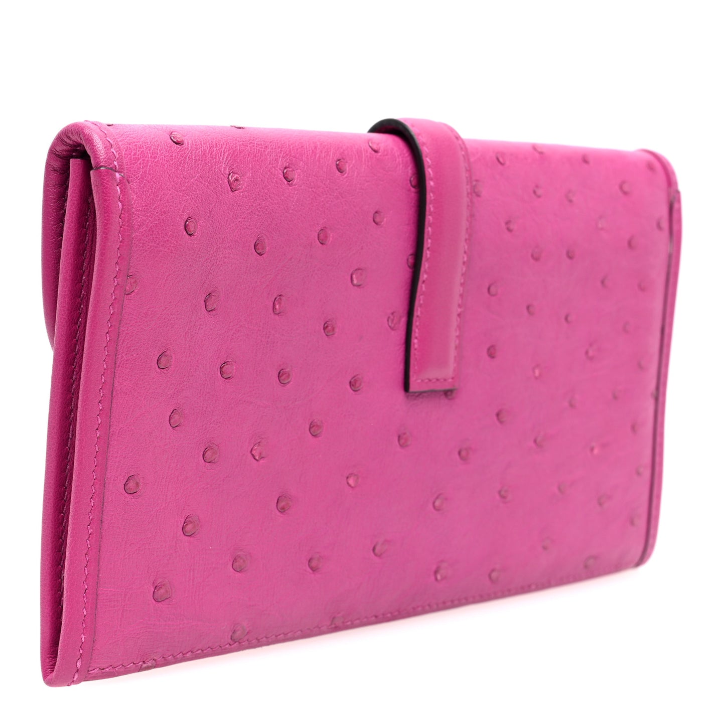 Ostrich Jige Duo Clutch Rose Pourpre