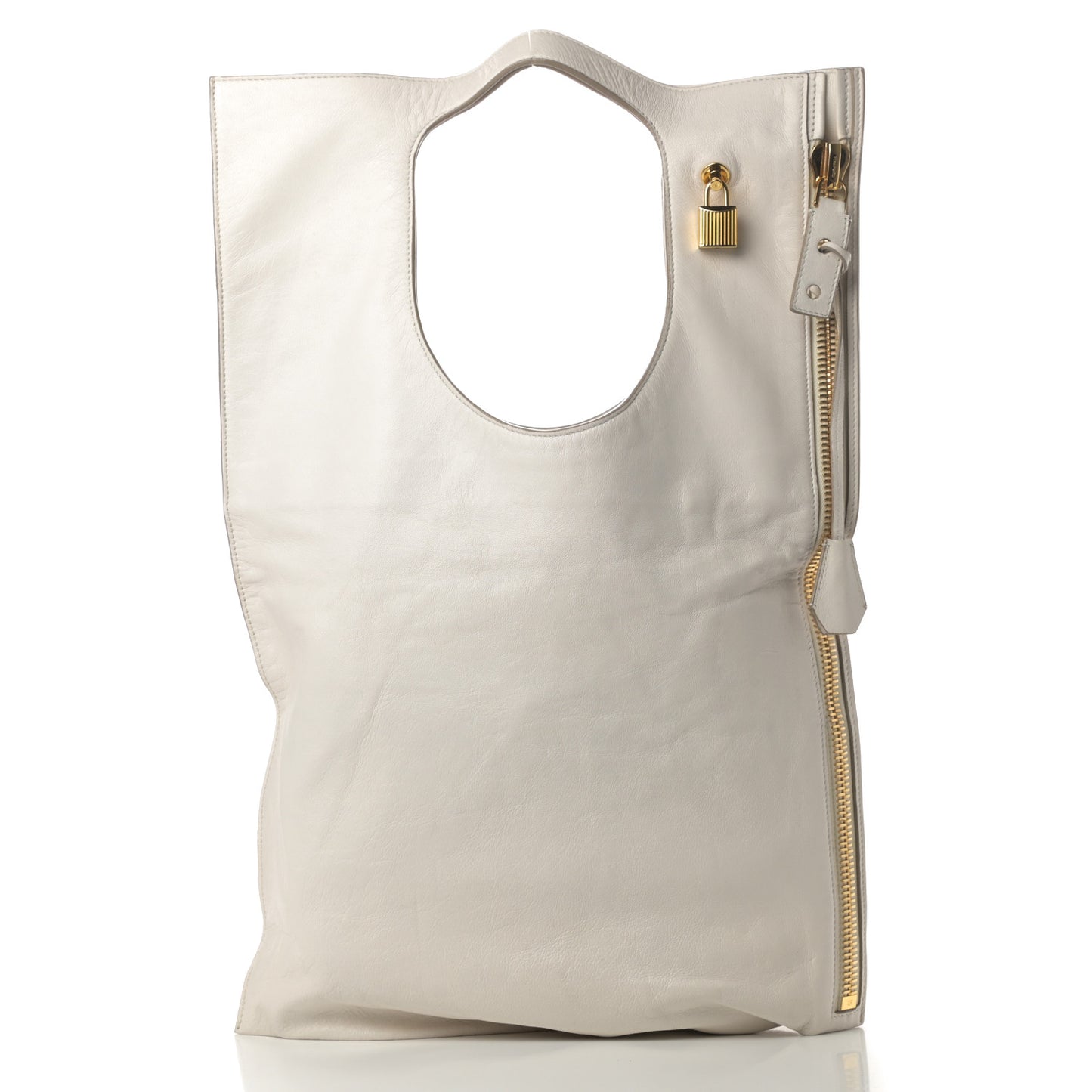 Ramskin Small Alix Padlock Zip Shoulder Bag White