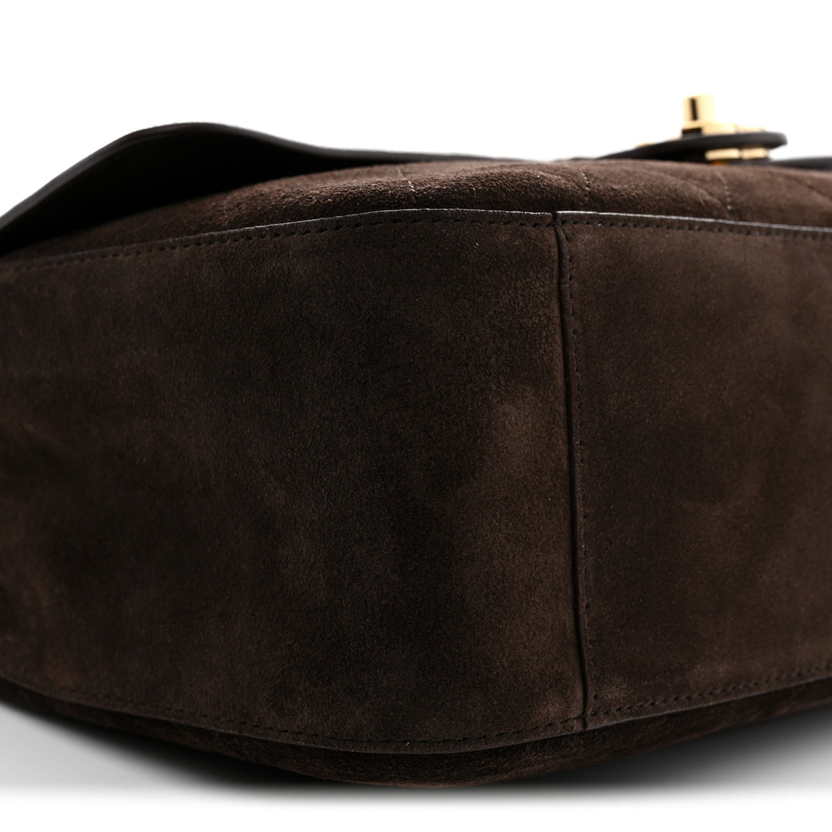 Suede Calfskin Small Souplissimo Maxi Flap Dark Brown