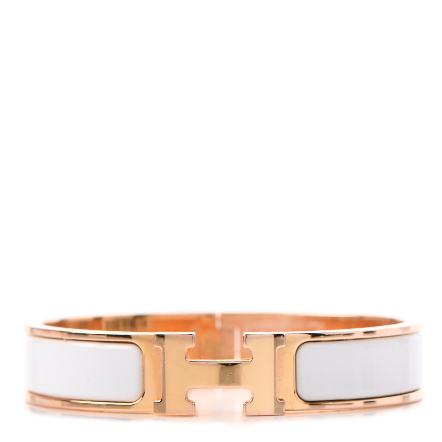 Enamel Narrow Clic Clac H Bracelet PM White