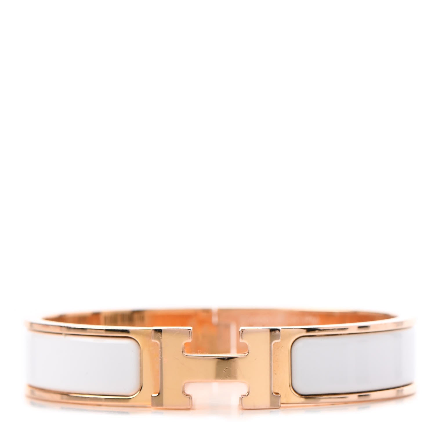 Hermes Enamel Narrow Clic Clac H Bracelet PM White 1 of 6