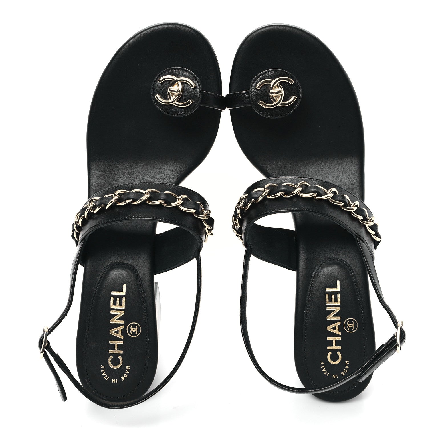Chanel Lambskin Chain Platform Sandals 40.5 Black 2 of 9