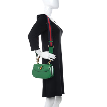 Gucci Boarded Dyana Lux Calfskin Web Small Bamboo 1947 Top Handle Bag Spring Green 2 of 10