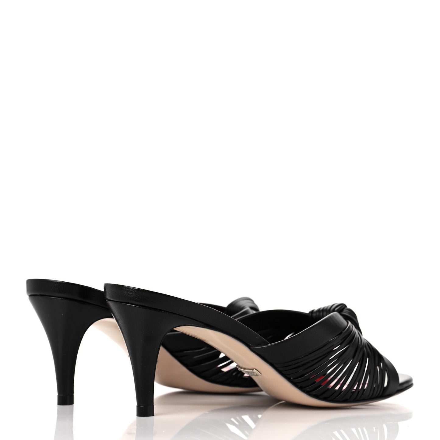 Nappa Crawford Knot Mid Heel Slide Sandals 35.5 Black