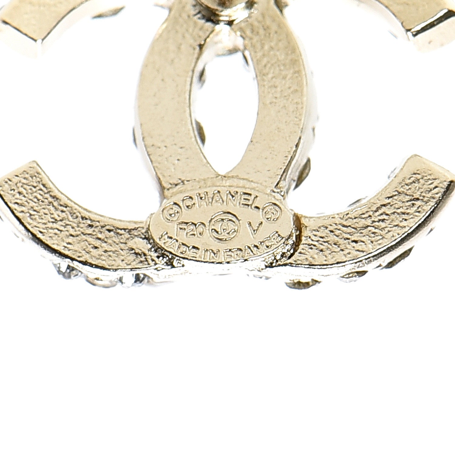 Chanel Crystal CC Earrings Light Gold 4 of 5