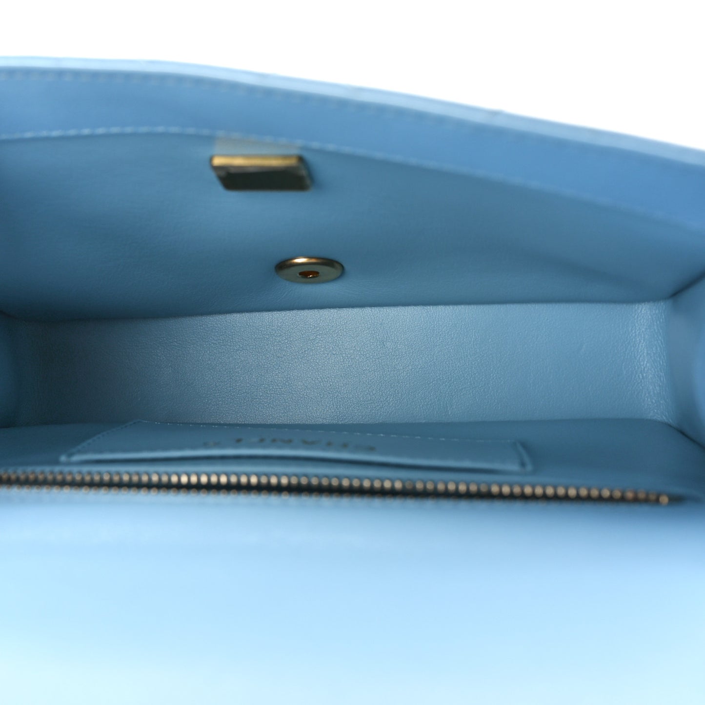 Lambskin Quilted Small Wenge Wood Flap Light Blue