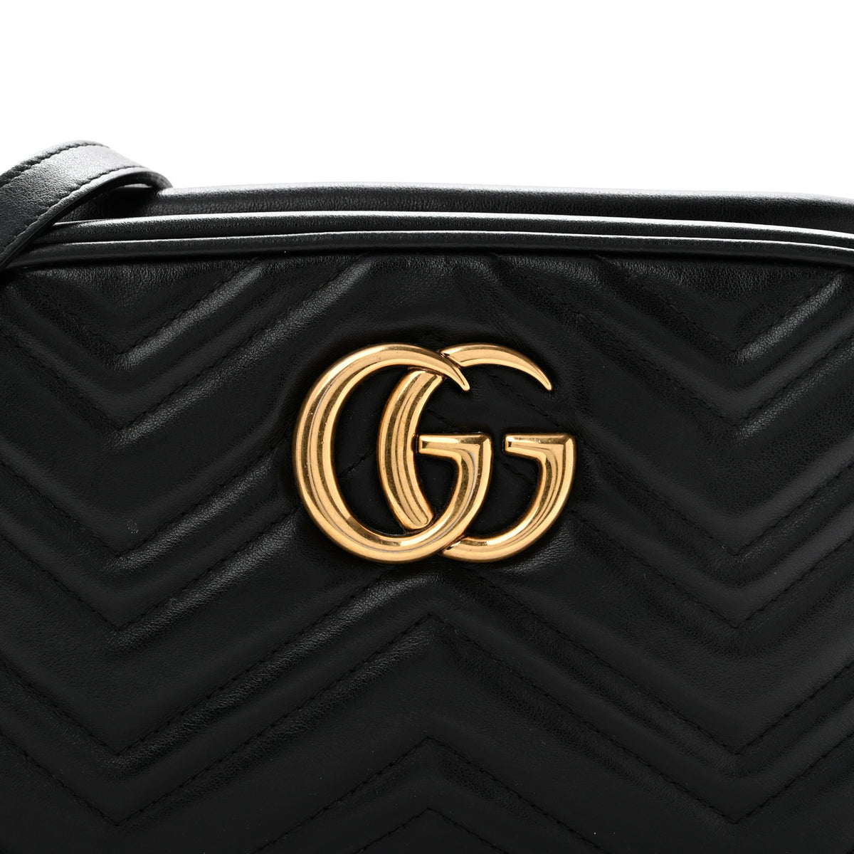Gucci Calfskin Matelasse Small GG Marmont Chain Shoulder Bag Black 9 of 11