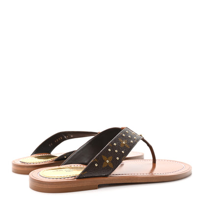 Louis Vuitton Monogram Sunny Flat Thong Sandals 37 Brown 5 of 9