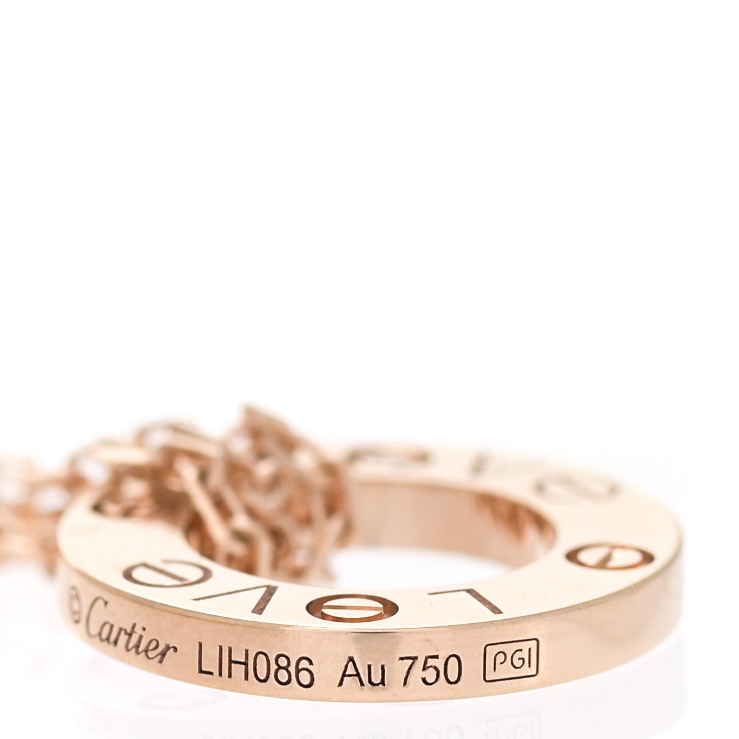 Cartier 18K Pink Gold 2 Diamond LOVE Necklace 5 of 8