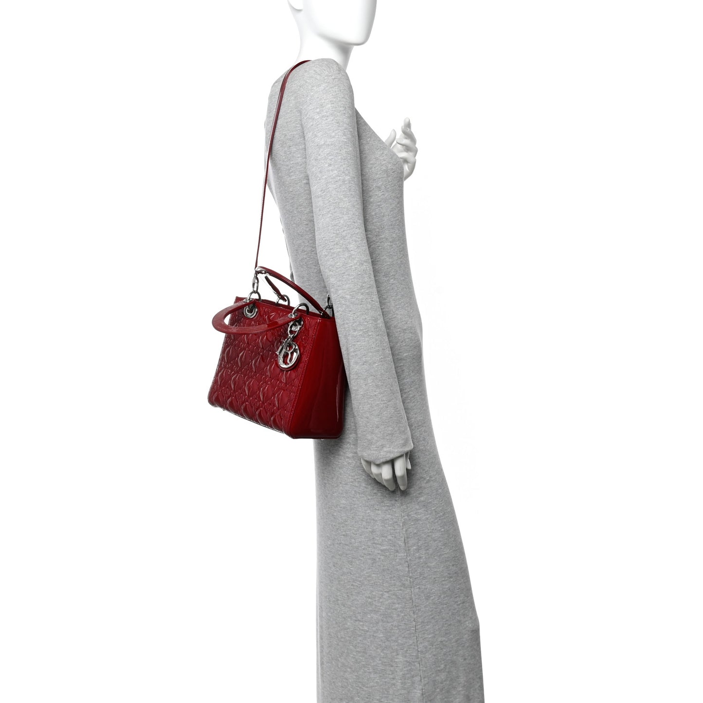 Patent Cannage Medium Lady Dior Red