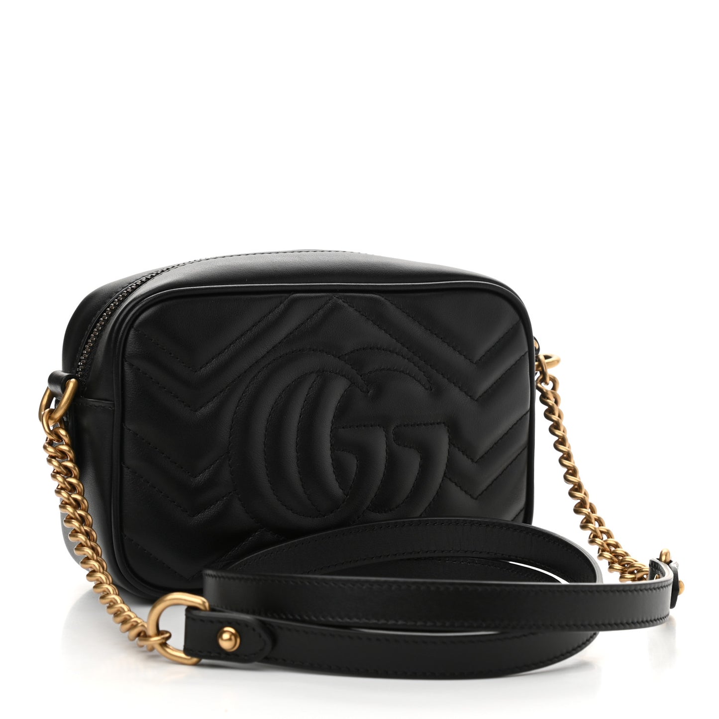 Calfskin Matelasse Mini GG Marmont Chain Shoulder Bag Black