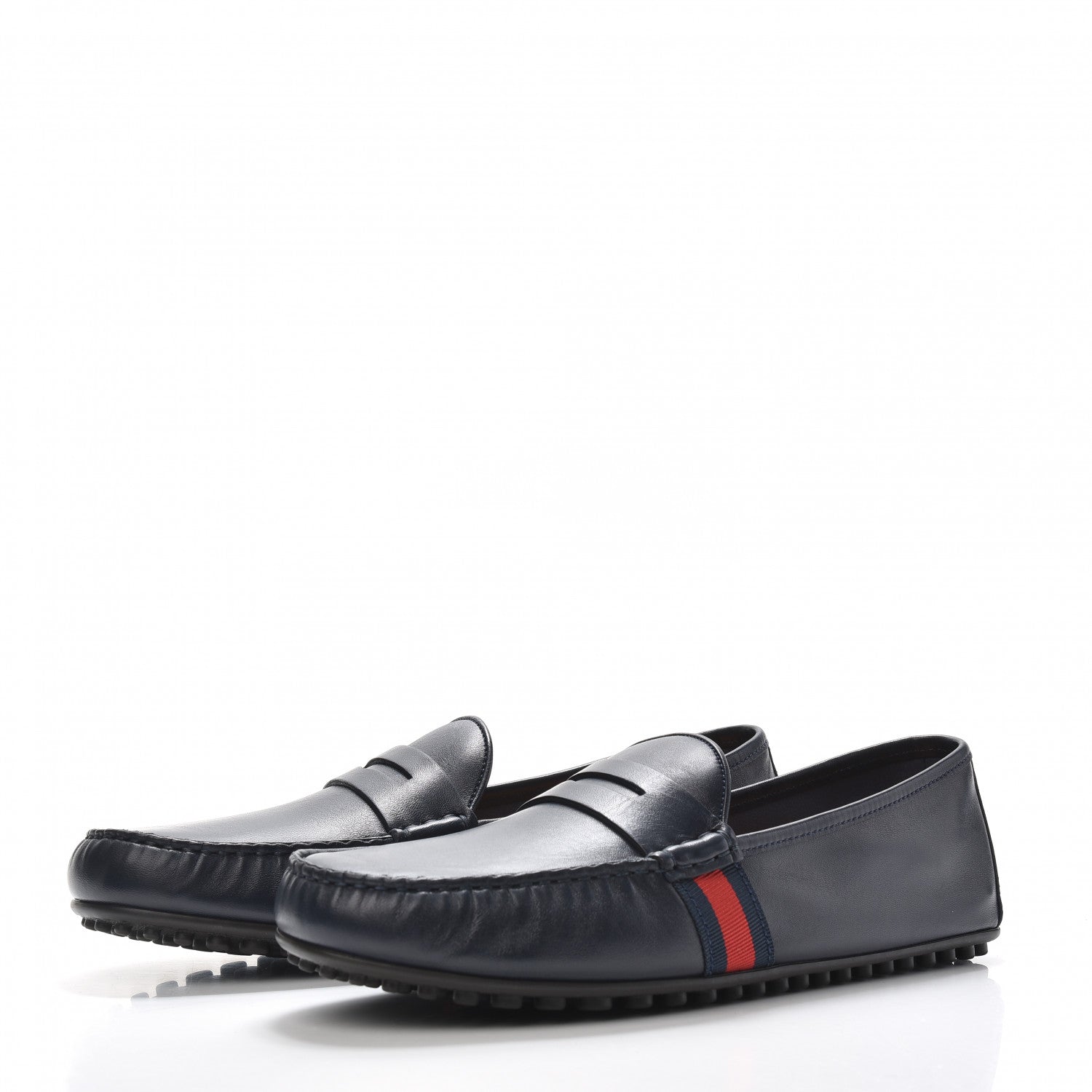 Gucci Nappa Web Mens Kanye Driver Loafers 9 Blue 3 of 9